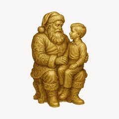 Obraz premium Vintage Santa with curious child