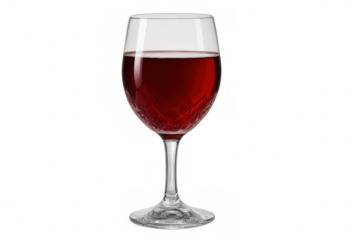 Red wine filling elegant stemmed glass, liquid alcohol beverage for celebration, drinking, party, transparent background