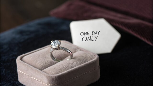 Diamond ring in box, time sensitive offer