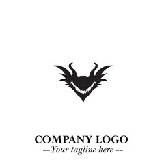 Head of Dracula Logo Symbol in Black on the White Background with Horror Minimal Vector Design