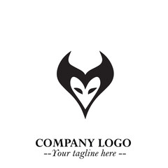 Head of Dracula Logo Symbol in Black on the White Background with Horror Minimal Vector Design