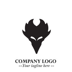 Head of Dracula Logo Symbol in Black on the White Background with Horror Minimal Vector Design