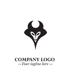 Head of Dracula Logo Symbol in Black on the White Background with Horror Minimal Vector Design