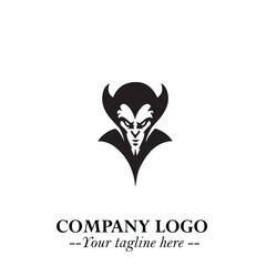 Head of Dracula Logo Symbol in Black on the White Background with Horror Minimal Vector Design