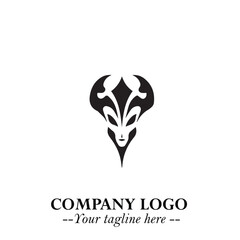 Head of Dracula Logo Symbol in Black on the White Background with Horror Minimal Vector Design