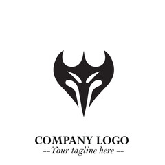Head of Dracula Logo Symbol in Black on the White Background with Horror Minimal Vector Design