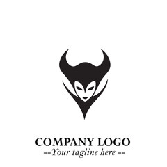 Head of Dracula Logo Symbol in Black on the White Background with Horror Minimal Vector Design