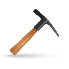 Geological Tool Pickaxe With Wooden Handle And Metal Head On Transparent Background