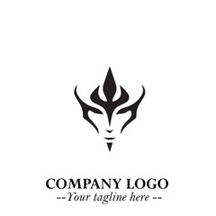 Head of Dracula Logo Symbol in Black on the White Background with Horror Minimal Vector Design