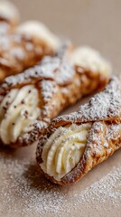 Close-Up of Cannoli with Cream and Sugar