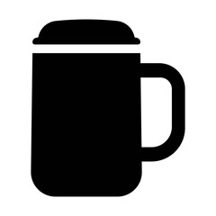 Obraz premium An illustration depicting a black silhouette of a coffee or tea thermos icon on a white background