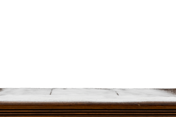 winter Christmas background with snow on the wood.