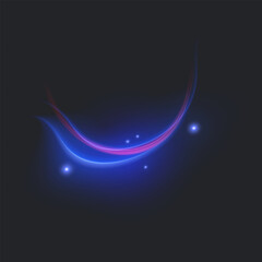 Fototapeta premium Dynamic Bright Light Luminous Energy Wave. Glowing lines on dark background