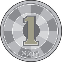 1円コイン表面（集中線デザイン）