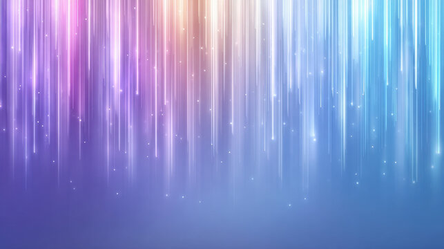 Colorful vertical light streaks with glowing particles create vibrant and dynamic abstract background with futuristic feel