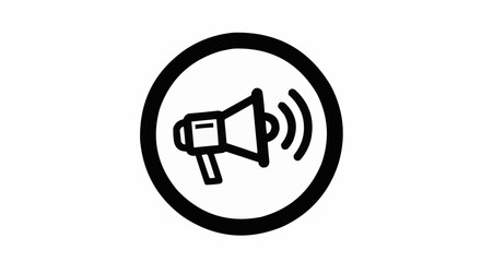 Amplify Your Message: Bold Megaphone Icon for Announcements and Marketing, Effective Communication, Reach Your Audience, Simple Black and White Design