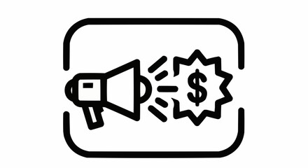 Dynamic megaphone announces financial opportunity and profit gains, symbolizing successful marketing campaigns driving revenue growth.