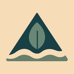 Abstract Geometric Nature Vector — Minimal Mountain, Leaf, and Wave Symbol Design