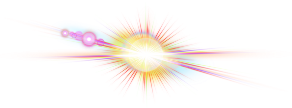 Bright colorful abstract light explosion with intense lens flare effect and vibrant rays isolated on transparent background - Powered by Adobe
