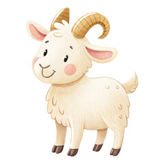 Watercolor cute goat illustration