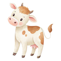 Watercolor cute cow illustration