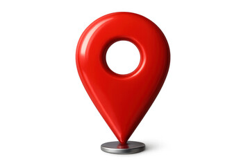 Red 3d glossy map pin icon marking a location, successful navigation, or current position on a transparent background