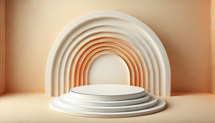 Obraz premium A minimalist product display podium featuring a clean white circular platform