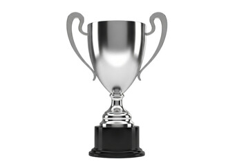 Shiny silver trophy cup isolated PNG, award prize for winning competition or championship on transparent background