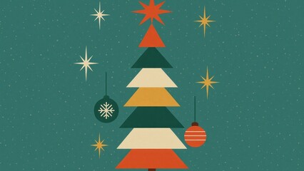Retro festive Christmas tree desktop wallpaper