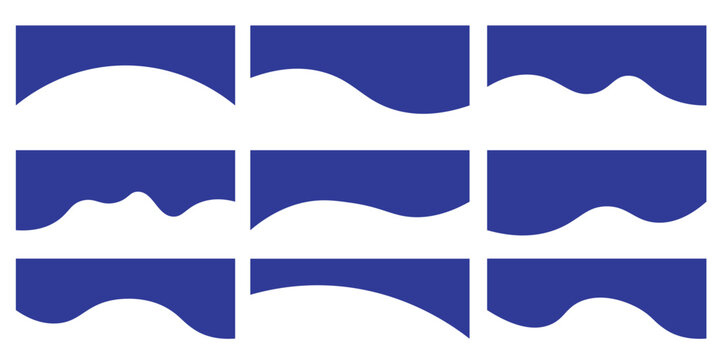 Set of abstract design separator header and border for website and app. Divider shapes top and bottom for web page. Different borders for website, banner, app, poster, white background .