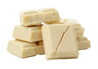 Delicious white chocolate chunks isolated PNG on transparent background, sweet confectionery treat for dessert and baking projects