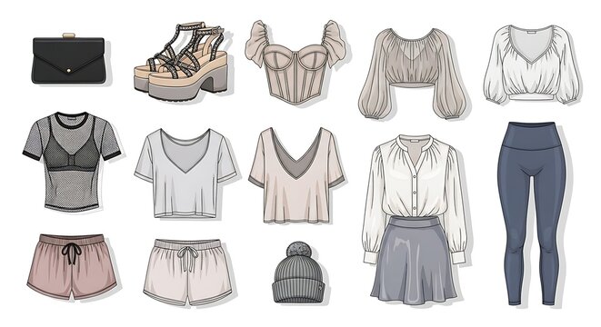 Fashionable Women's Apparel Collection: Trendy Tops, Bottoms, Shoes and Accessories Showcase