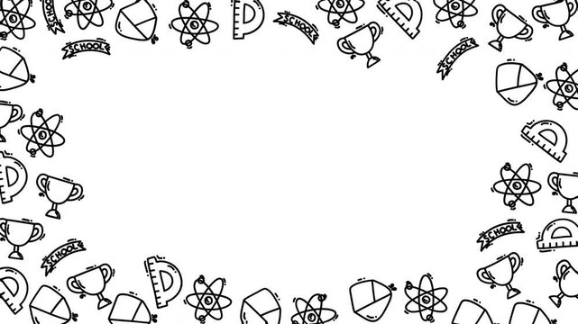 School education science frame doodle banner trophy suitable for back-to-school promotions, educational content, student achievements, or academic events.