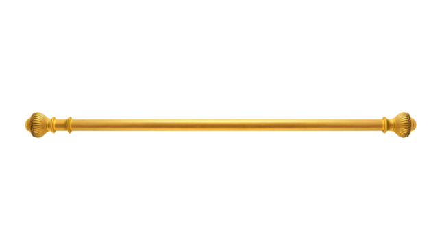 Golden curtain rod isolated on transparent background