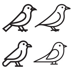 Bird Outline Drawing Vector In Simple Minimal Line Art