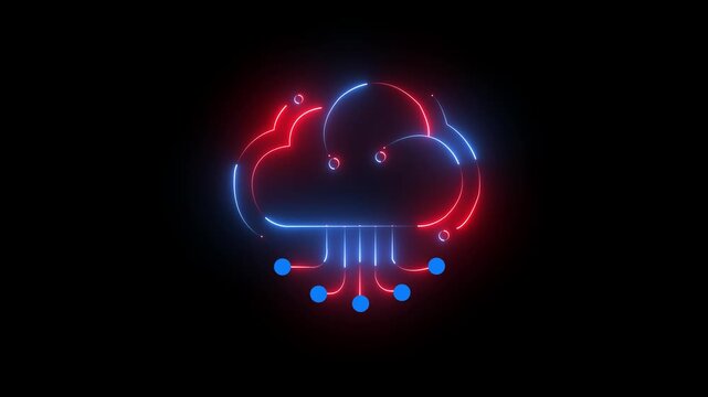Glowing Neon Cloud Icon Circuit Technology Data Transfer Abstract Digital Connection Concept video 4k vedio
