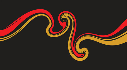 Abstract red and yellow swirling liquid on black