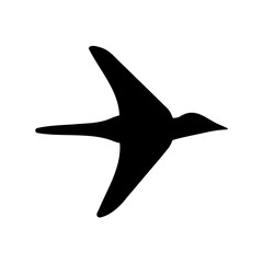 Flying bird silhouette with sleek design, isolated graphic Vector, illustration