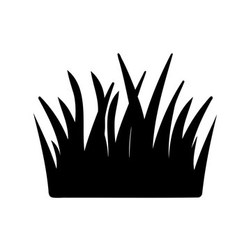 Stylized black silhouette of grass tuft isolated on white Vector, illustration