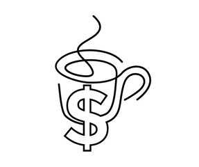 finance coffee and dollar icon