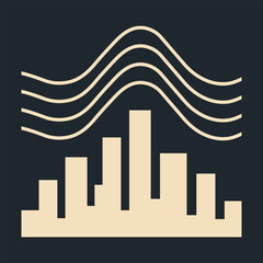 Modern City Sound Wave Vector — Abstract Urban Skyline Illustration