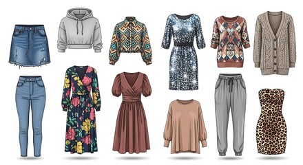 Fashionable collection of trendy women's clothing for diverse styles and occasions