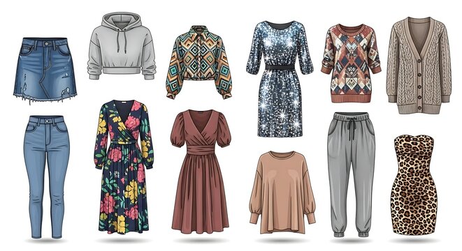 Fashionable collection of trendy women's clothing for diverse styles and occasions