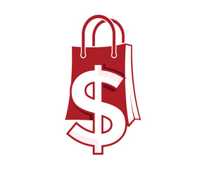 Shopping Bag with Dollar Sign Graphic