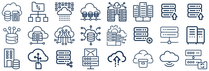 Cloud Computing and Server Icons Data Storage, Network, and Security