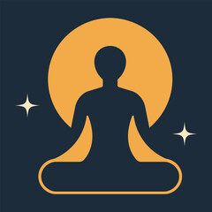 Minimal Meditation Vector — Yoga Silhouette with Sun and Calm Energy Design