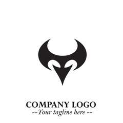 Head of Vampire Logo Symbol in Black on the White Background with Gothic Horror Vector Design