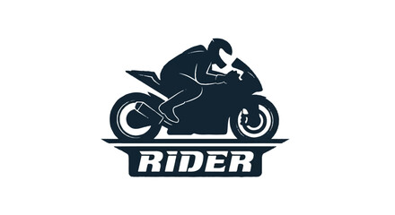 Motorcycle rider silhouette vector illustration showcasing a dynamic biker speeding on an iconic motorbike, perfectly presented as a modern flat graphic emblem isolated on a white background.