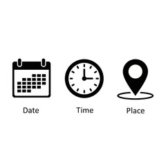 date time place icons event information