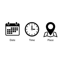 date time place icons event schedule location planner